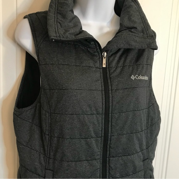 Columbia Women's M Charcoal Gray Zip Up Quilted Puffer Vest with pockets in EUC - Picture 7 of 16